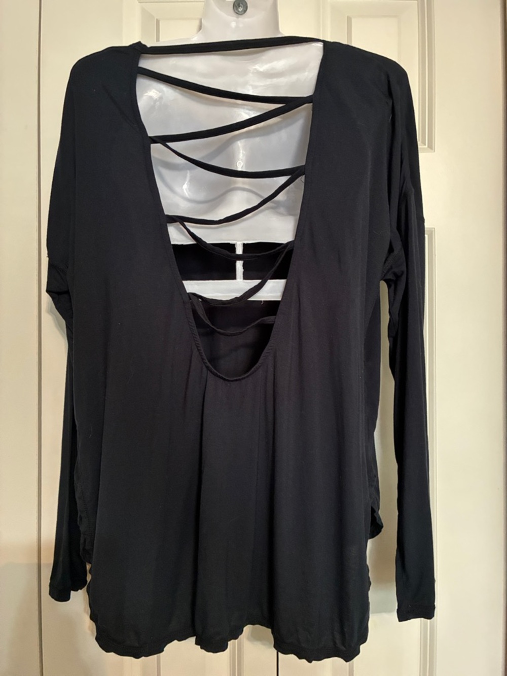 Good American Black Back Lace Up Style Top Modal 3